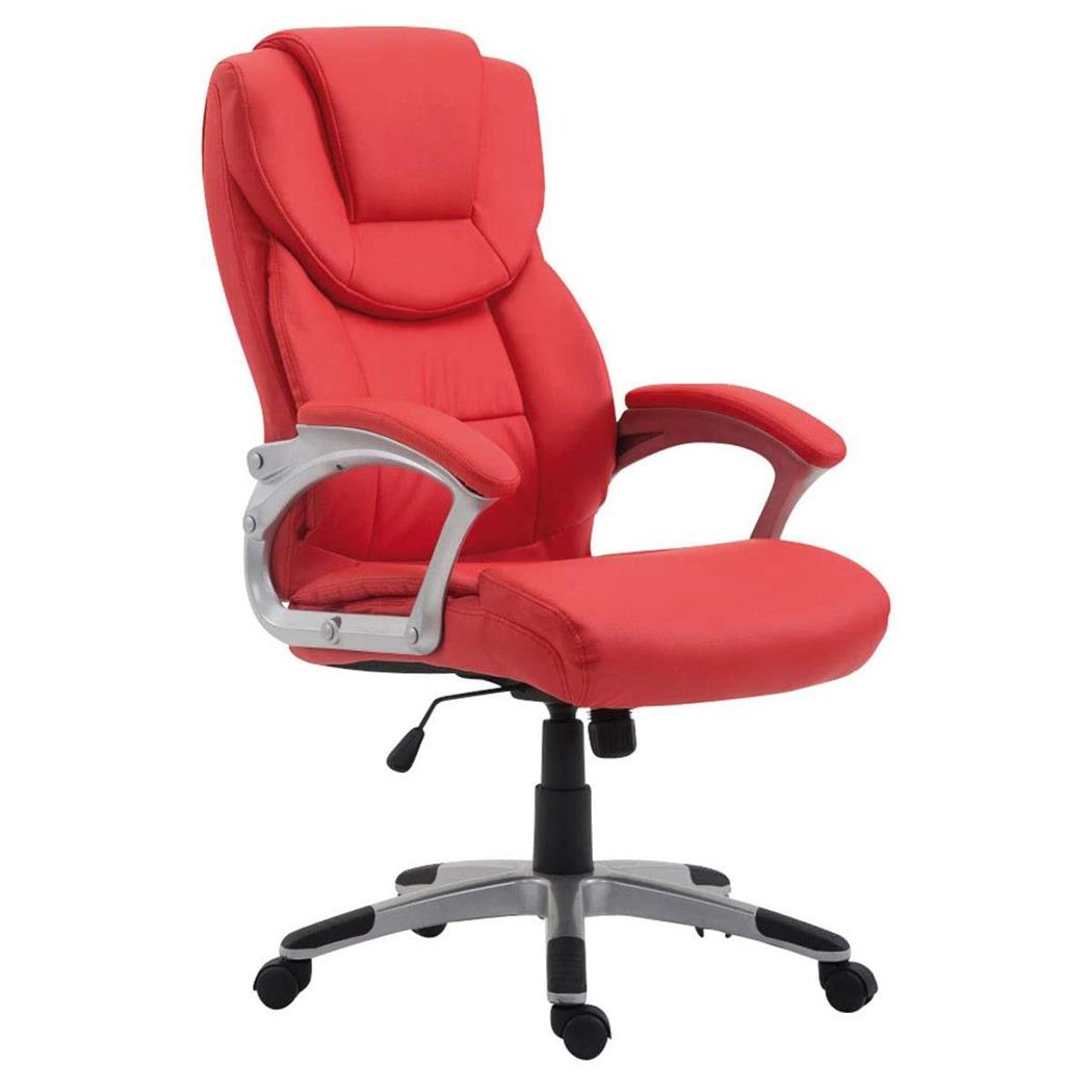 Directiestoel BALTIMORE LEDEREN BEKLEDING, Dikke vulling, Zeer stevig, Rood