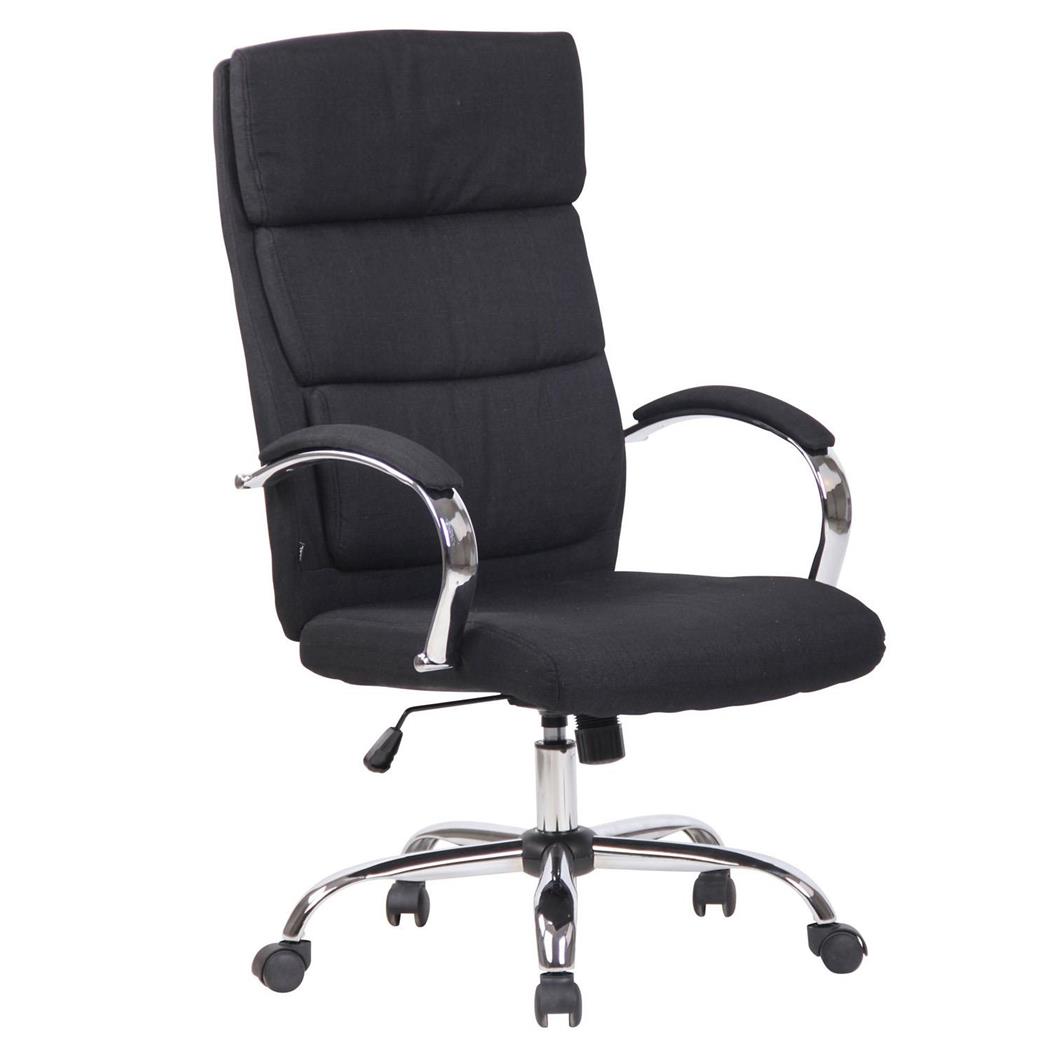 Directiestoel BRANDON STOF, Dikke vulling, Metalen frame, Zwarte Bekleding