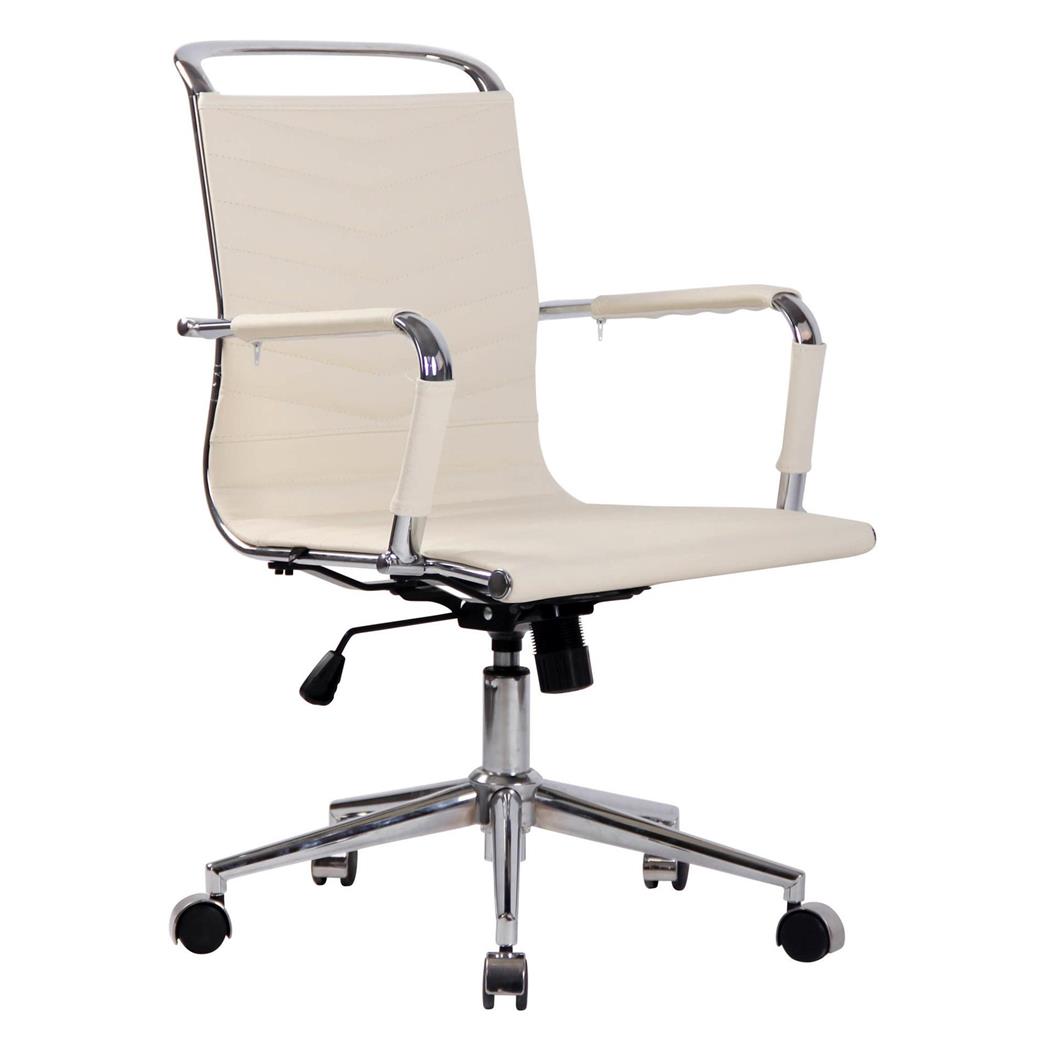 Bureaustoel SIGRID ECHT LEDER, Ontwerp met elegante Stiksels, Beige