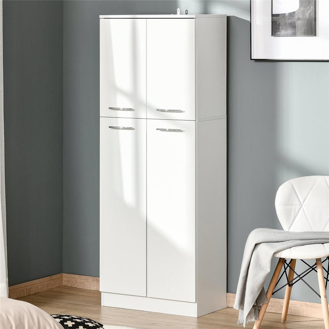 Kantoorkast CLIO, Verstelbare Lades, 59x31x155 cm, van Hout, Kleur Wit