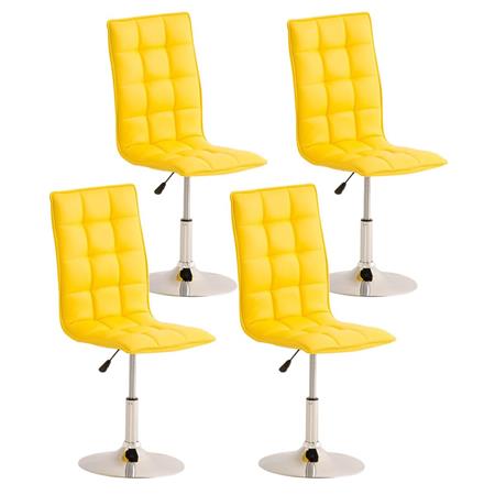 Set van 4 Eetkamer- of Keukenstoelen PESCARA LEDER, in Hoogte Verstelbaar, Geel