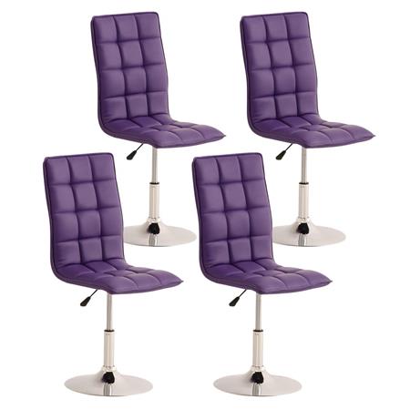 Set van 4 Eetkamer- of Keukenstoelen PESCARA LEDER, in Hoogte Verstelbaar, Paars