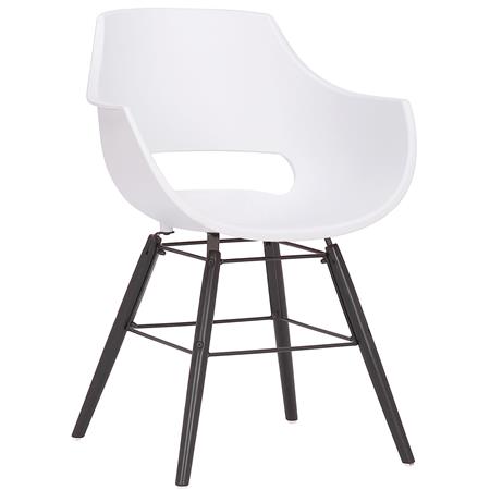 Eetkamerstoel RIGA, Eigentijds Design, Zwarte Poten, in Witte Kunststof