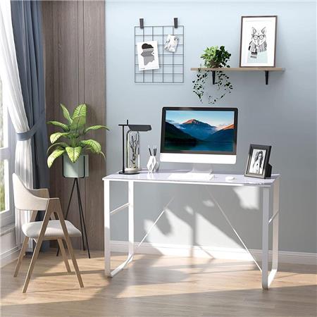 Bureau CHIMO, 120x60x75 cm, in Metaal en Gehard Glas, Kleur Wit
