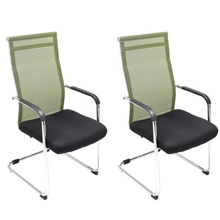 Set van 2 Vergaderstoelen BRAMEN, Metalen Frame, met Mesh Rugleuning, Zwart/Groen