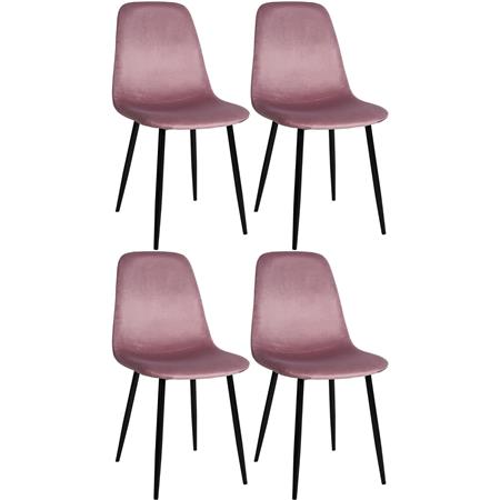 Set van 4 Vergaderstoelen NAIPES, Stevig en Comfortabel, Zwarte Poten, Roos Fluweel