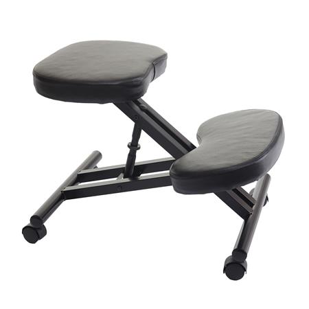 DEMO# Ergonomische Kniestoel MONTY, Verstelbare hoogte, Metalen structuur, Zwart Leder