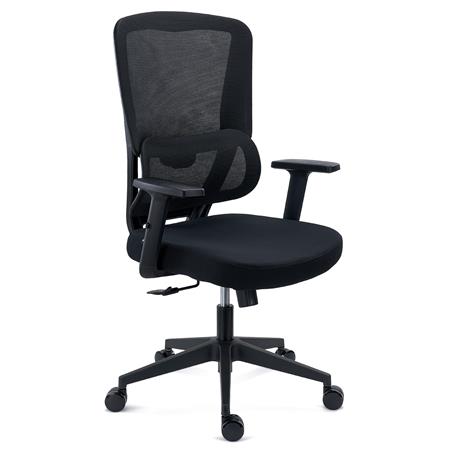 Ergonomische Bureaustoel SUPRA, Gebruik van 8 Uur, Lendensteun, Mesh en Stof, Zwart