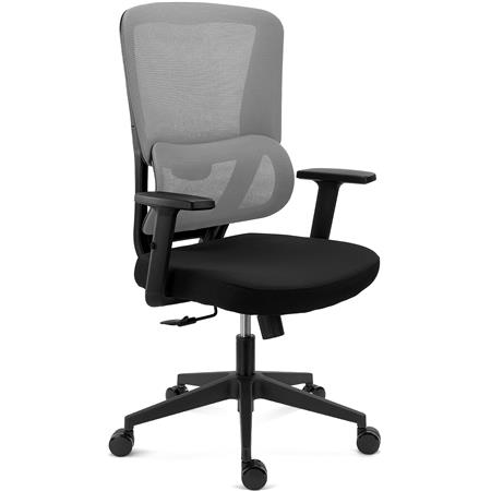 Ergonomische Bureaustoel SUPRA, Gebruik van 8 Uur, Lendensteun, Mesh en Stof, Grijs