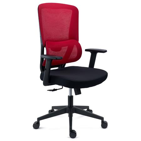 Ergonomische Bureaustoel SUPRA, Gebruik van 8 Uur, Lendensteun, Mesh en Stof, Rood