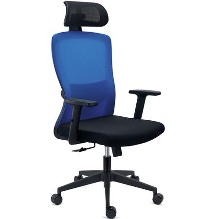 Ergonomische Bureaustoel NOTE PRO, Gebruik 8h, Gewatteerde Lendensteun, Metalen Structuur, Blauw