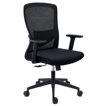 Ergonomische Bureaustoel NOTE, Gebruik 8h, Gewatteerde Lendensteun, Metalen Structuur, Zwart