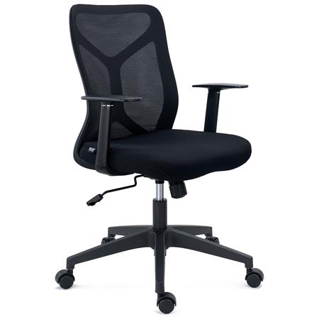 Bureaustoel GINGER, Mesh Rugleuning, Kantelmechanisme, Comfortabel en Robuust, Zwart