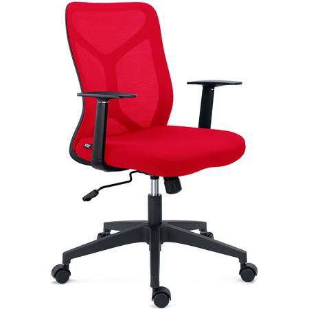 Bureaustoel GINGER, Mesh Rugleuning, Kantelmechanisme, Comfortabel en Robuust, Rood