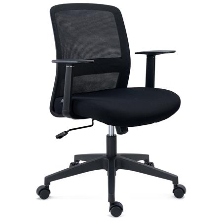 Bureaustoel YOSEMITE, Lendensteun, Mesh Rugleuning, Comfortabel en Robuust, Zwart