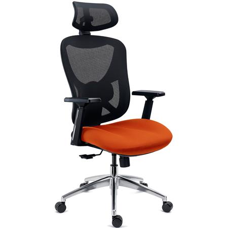 Ergonomische Bureaustoel URUS, in Hoogte Verstelbare Rugleuning en Lendensteun, Oranje