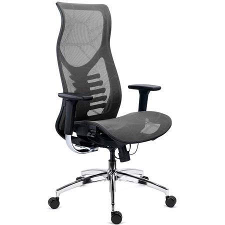 Ergonomische bureaustoel VICTUS, Verstelbare Zitting, Hoge Rugleuning, Grijs