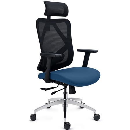 Ergonomische Bureaustoel LONDON, 3D Armleuningen, Verstelbare Zitting en Lendensteun, Blauw