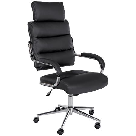 Bureaustoel SALEM, Metalen Onderstel, Elegant en Comfortabel, in Zwart Leder