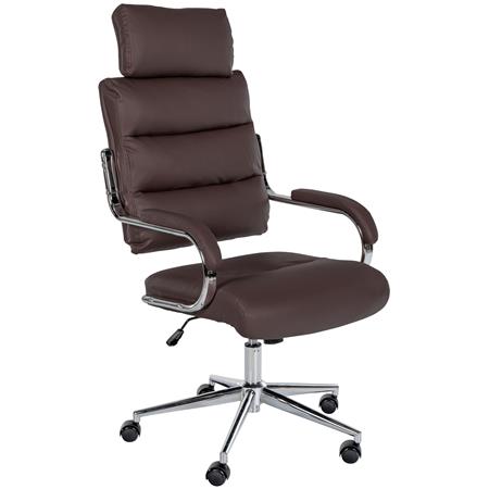 Bureaustoel SALEM, Metalen Onderstel, Elegant en Comfortabel, in Bruin Leder