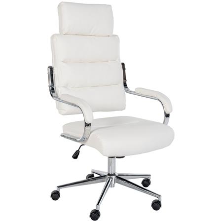 Bureaustoel SALEM, Metalen onderstel, Elegant en Comfortabel, in Wit Leder