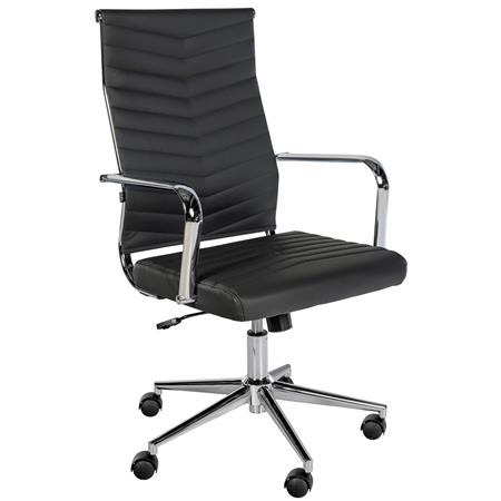 Bureaustoel KOBE, Metalen Onderstel, Elegant Stikselontwerp, in Zwart Leder
