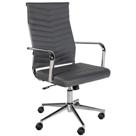 Bureaustoel KOBE, Metalen Onderstel, Elegant Stikselontwerp, in Grijs Leder