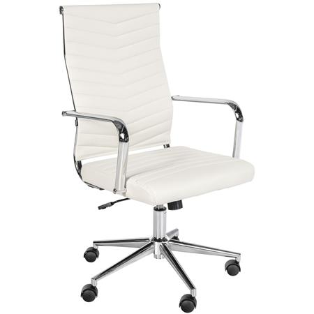 Bureaustoel KOBE, Metalen Onderstel, Elegant Stikselontwerp, in Wit Leder