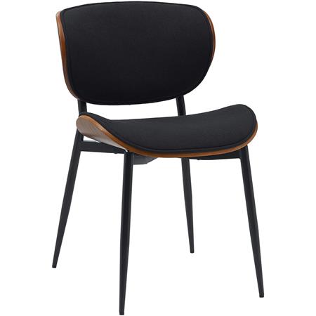 Vergaderstoel PORTER, Elegant Design, Metalen Onderstel in Walnoothout en Zwarte stof