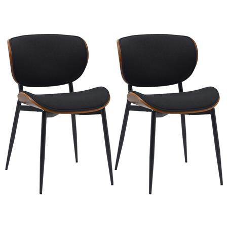 Set van 2 Vergaderstoelen PORTER, Elegant Design, Metalen Onderstel in Walnoothout en Zwarte stof