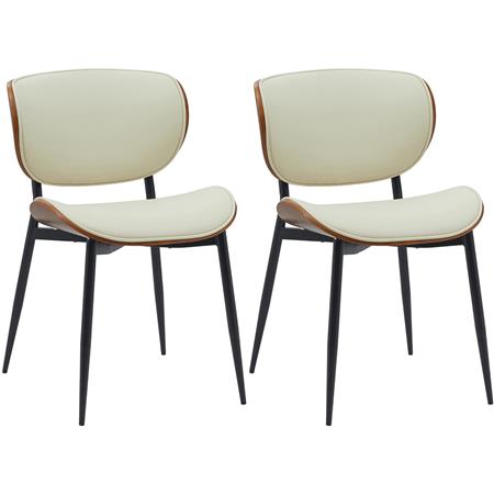 Set van 2 Vergaderstoelen PORTER, Elegant Design, Metalen Onderstel in Walnoothout en Beige Leder