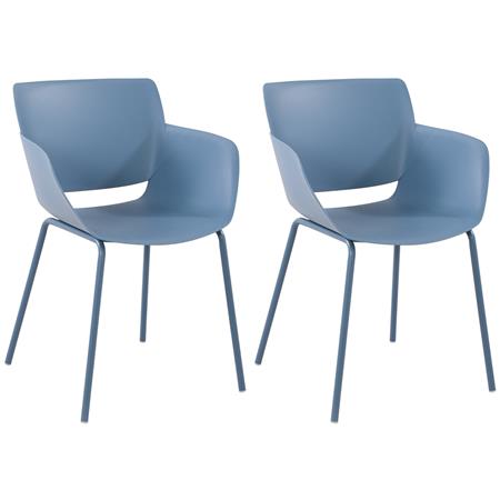 Set van 2 Vergaderstoelen RIKO, Armleuningen, Metalen Poten, Kleur Blauw