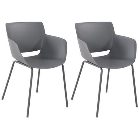 Set van 2 Vergaderstoelen RIKO, Armleuningen, Metalen Poten, Kleur Donkergrijs