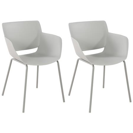 Set van 2 Vergaderstoelen RIKO, Armleuningen, Metalen Poten, Kleur Lichtgrijs