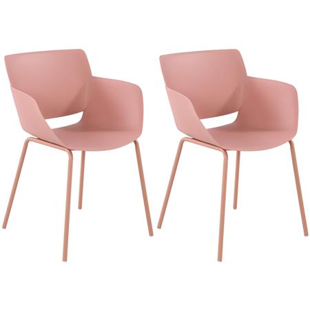 Set van 2 Vergaderstoelen RIKO, Armleuningen, Metalen Poten, Kleur Roos