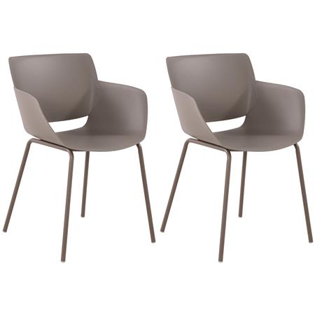 Set van 2 Vergaderstoelen RIKO, Armleuningen, Metalen Poten, Kleur Taupe