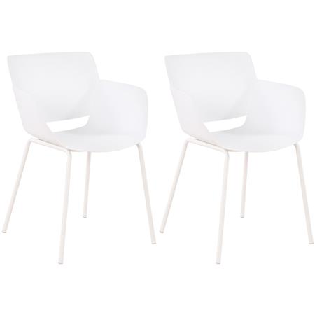 Set van 2 Vergaderstoelen RIKO, Armleuningen, Metalen Poten, Kleur Wit