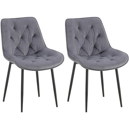 Set van 2 Vergaderstoelen GRACE, met Mooi Stikselontwerp, Zwarte Poten, Donkergrijs Fluweel