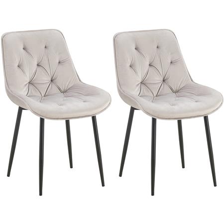 Set van 2 Vergaderstoelen GRACE, met Mooi Stikselontwerp, Zwarte Poten, Lichtgrijs Fluweel