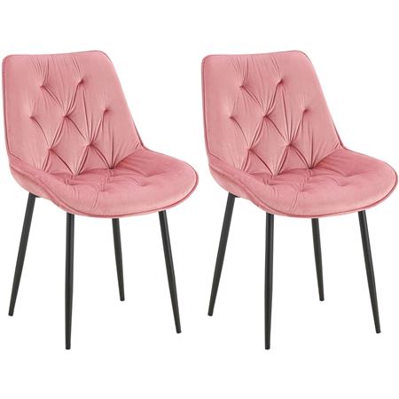 Set van 2 Vergaderstoelen GRACE, met Mooi Stikselontwerp, Zwarte Poten, Roos Fluweel