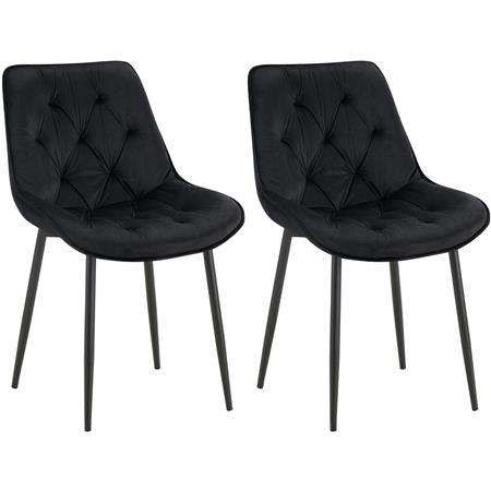Set van 2 Vergaderstoelen GRACE, met Mooi Stikselontwerp, Zwarte Poten, Zwart Fluweel