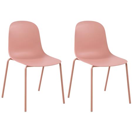 Set van 2 Vergaderstoelen EMMA, Stapelbaar, Metalen Poten, Kleur Roos