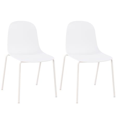 Set van 2 Vergaderstoelen EMMA, Stapelbaar, Metalen Poten, Kleur Wit
