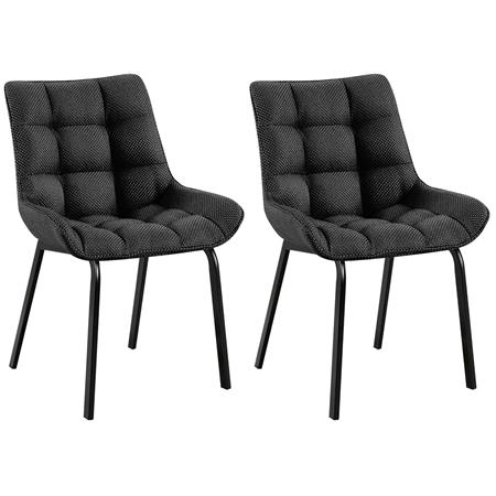 Set van 2 Bezoekersstoelen TANGO, Gewatteerd, Zwarte Poten, Donkergrijze Stof