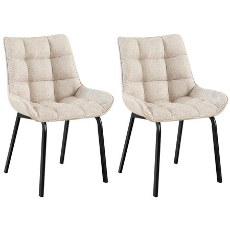 Set van 2 Bezoekersstoelen TANGO, Gewatteerd, Zwarte Poten, Beige Stof