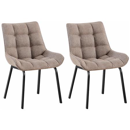 Set van 2 Bezoekersstoelen TANGO, Gewatteerd, Zwarte Poten, Taupe Stof