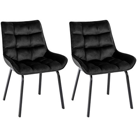 Set van 2 Bezoekersstoelen TANGO, Gewatteerd, Zwarte Poten, Zwarte Fluwelen Stof