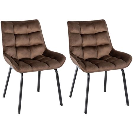 Set van 2 Bezoekersstoelen TANGO, Gewatteerd, Zwarte Poten, Bruine Fluwelen Stof