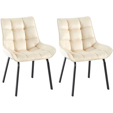 Set van 2 Bezoekersstoelen TANGO, Gewatteerd, Zwarte Poten, Beige Fluwelen Stof
