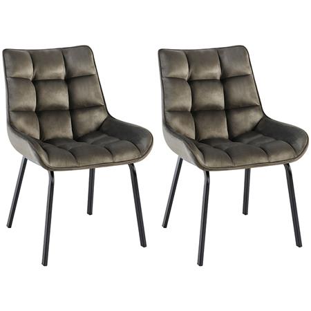 Set van 2 Bezoekersstoelen TANGO, Gewatteerd, Zwarte Poten, Donkergrijze Fluwelen Stof